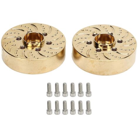 Lot de 2 masses de roue en laiton 1,9 pouce (2,5 pouces) pour voiture RC Crawler, adaptateur de moyeu hexagonal, pièces de rechange pour modèle réduit, 15 mm (1/5)