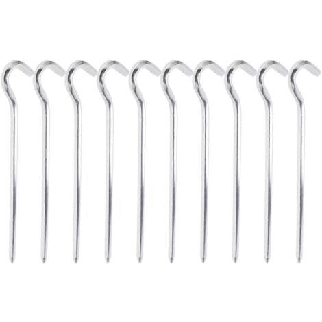 Lot de 10 piquets de tente robustes en alliage d'aluminium avec crochet pour tente de camping/randonnée (1/5)