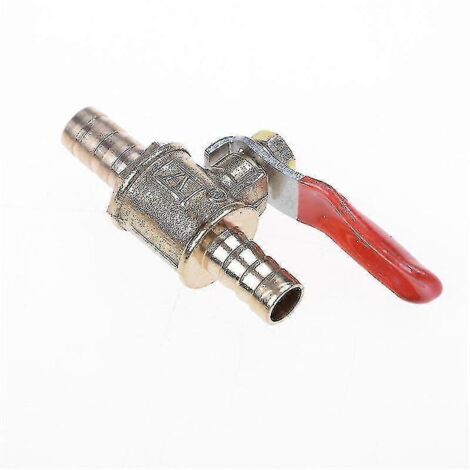 Vanne à bille d'arrêt en laiton, raccord cannelé 8 mm (5/16"), pour conduite d'eau/air/gaz/carburant. (1/5)