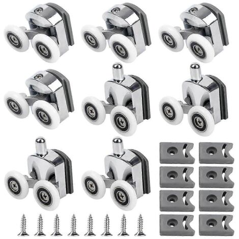 Roulettes pour porte de douche incurvée, lot de 8 roulettes de rechange pour porte de douche en verre, pour salle de bain incurvée (1/5)