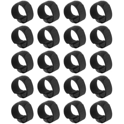 Lot de 20 attaches de câble avec boucle auto-agrippante réutilisables en nylon noir, 20 x 300 mm (1/5)