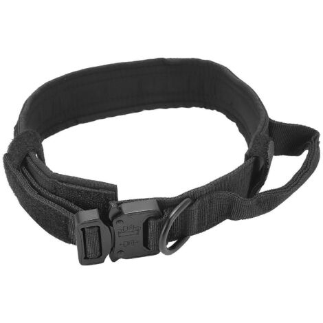 Collier pour chien ajustable en coton résistant pour chiot avec boucle en métal, noir, taille L (1/5)