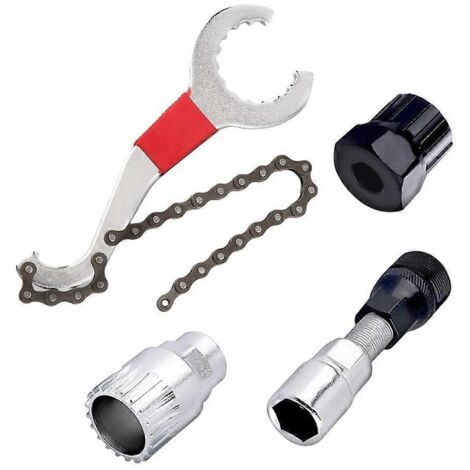 Outil multifonction 6 en 1 pour démontage de cassette de vélo avec extracteur de manivelle et extracteur de roulement inférieur - Kit de réparation 4 pièces (1/5)