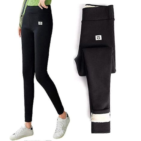 Leggings d'hiver épais en laine cachemire pour femme, coupe-vent, chauds et élastiques, doublés polaire. (1/5)