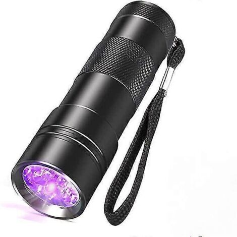 Lampe torche à lumière noire, lot de 12 lampes torches UV LED, lampe torche portable 395 nm, détecteur d'urine professionnel noir (1/5)