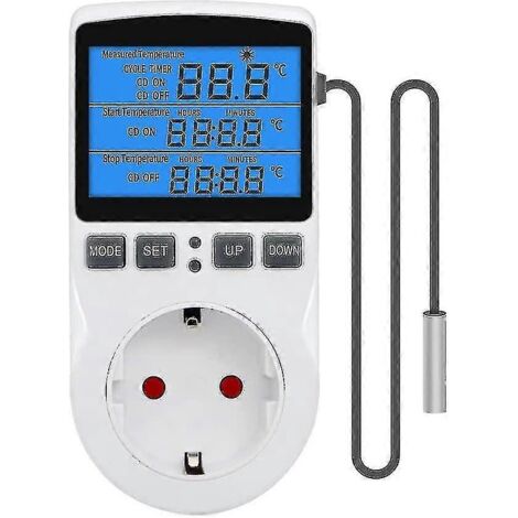 Prise thermostatique numérique 2024, régulateur de température 230 V avec capteur, écran LCD, thermostat de chauffage/refroidissement, minuterie jour/nuit (1/5)