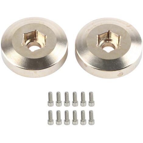 Lot de 2 masses de roue en laiton de 9 mm (1,9 pouce) pour voiture RC Crawler. Adaptateur de moyeu hexagonal de 2,2 pouces. Pièces de rechange pour modèle réduit. (1/5)