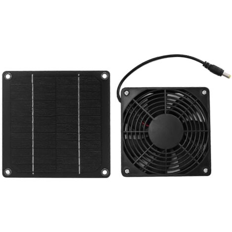 Ventilateur solaire 3W 43,4 CFM, refroidissement efficace et sécurité optimale. Installation facile. Kit de ventilateur solaire pour abris pour animaux et poulaillers. (1/5)