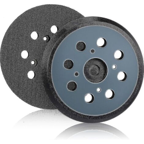2024 Lot de 2 plateaux de ponçage de rechange pour ponceuse orbitale à 8 trous et fixation auto-agrippante de 125 mm (bleu) (1/5)