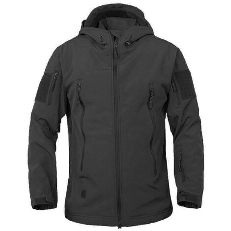 Veste de sport outdoor softshell en fibre de polyester 2024, manteau camouflage chaud pour le camping, noir XXXL (1/5)