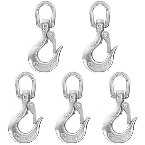 Lot de 5 crochets à œillet en acier inoxydable avec loquet de sécurité pour chaînes de levage et de levage (1/5)