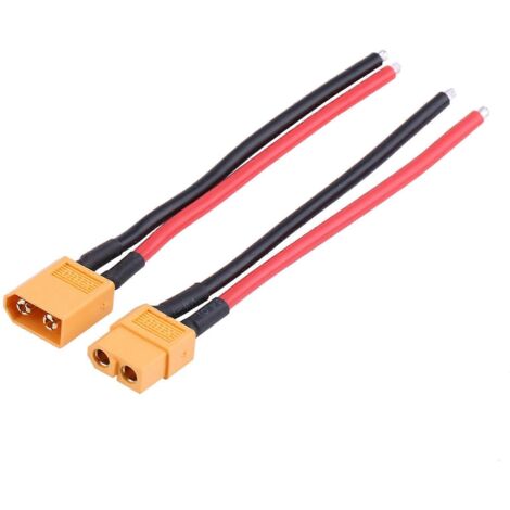 20242 pièces/ensemble Adaptateur connecteur mâle/femelle XT60 Câble en silicone 14AWG Accessoire RC (1/5)