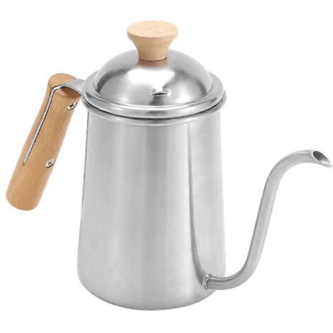 Bouilloire à café filtre en acier inoxydable à col de cygne avec poignée ergonomique en bois. (1/5)