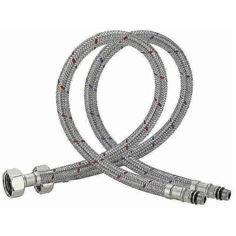 Robinet d'évier de cuisine monocommande en acier inoxydable avec flexible de raccordement 2024 pour eau chaude et froide, 60 cm de longueur. (1/5)