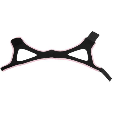 Mentonnière anti-ronflement réglable et respirante, ceinture de soutien de la mâchoire (noire avec bordure rose) (1/5)