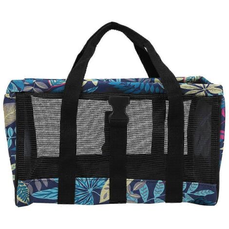 Sac de rangement en filet pour outils de jardinage et jouets, 30 x 20 x 20 cm, motif feuilles bleues (1/5)