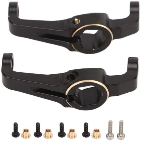 Lot de 2 blocs de pivot en C, moyeux en laiton poli noir haute résistance, parfaitement adaptés au crawler RC FMS FCX24 1/24 (1/5)