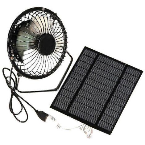 Ventilateur solaire 5 W 5 V (2024), mini ventilateur portable de 10 cm (4 pouces) avec port USB pour climatisation. (1/5)