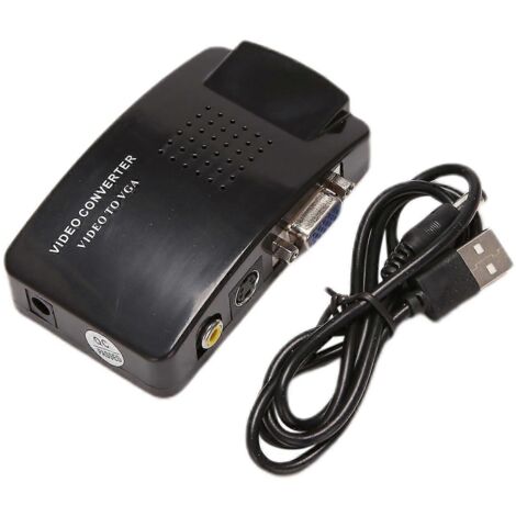 Adaptateur AV vers VGA 2024, convertisseur RCA/VGA pour PC, entrée composite S-Vidéo AV vers sortie VGA LCD pour PC (1/5)
