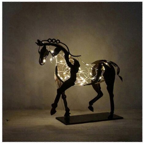 Sculpture de cheval en métal lumineux, sculpture animale lumineuse, décoration pour maison ou restaurant, cadeau de pendaison de crémaillère (1/3)