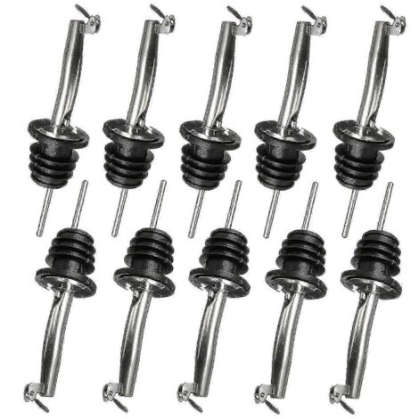 Lot de 10 becs verseurs en acier inoxydable pour bouteilles de vin, spiritueux, huile d'olive, café, sirop et vinaigre (1/4)