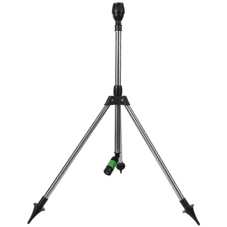 Trépied d'arrosage avec tête d'irrigation automatique rotative à 360 degrés et support de pulvérisation relevable pour jardin et pelouse (1/5)