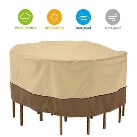 Housse de protection imperméable en tissu Oxford 210D pour canapé, mobilier de jardin, table ronde et chaise - 91 x 58 cm - Beige - Coutures (1/5)