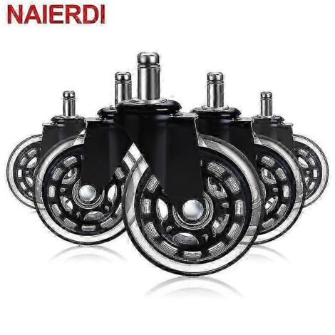 Roulettes pivotantes en caoutchouc pour chaise de bureau, roulettes de rechange 60 kg, souples et sûres, style rollerblade - 10 mm (1/5)