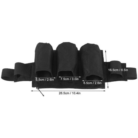 Ceinture porte-outils de jardin, 6 poches, 2 sangles, tissu Oxford imperméable, pochette à outils réglable pour le jardinage en famille, camping et activités de plein air, noir (1/5)