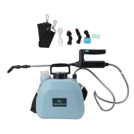Pulvérisateur électrique à batterie avec poignée large antidérapante, idéal pour les plantes, les fleurs et l'agriculture (5 L, bleu). (1/5)