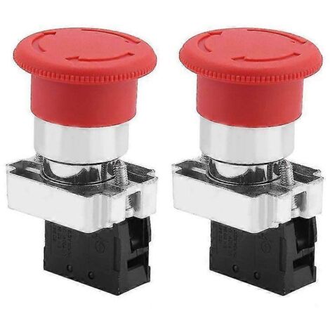 Lot de 2 boutons d'arrêt d'urgence rouges (22 mm) (1/5)