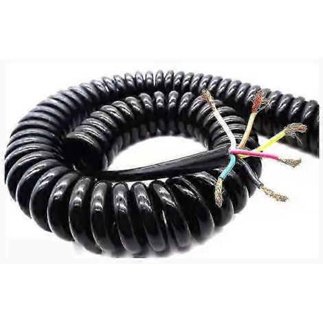 Câble d'alimentation extensible à ressort rétractable à 6 brins, noir, 3 m (1/5)