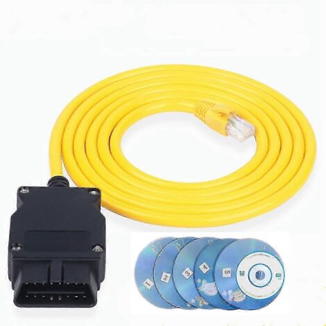Câble Ethernet ICOM ENET pour BMW, interface OBD2 16 broches, connecteur RJ45, outil de codage ICOM série F, modèle 2, avec CD