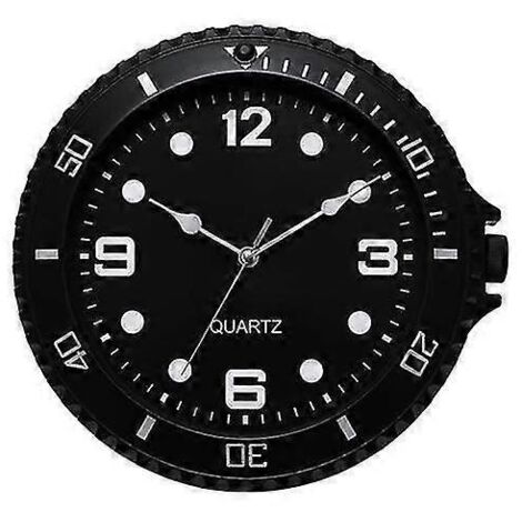Horloge murale silencieuse (sans tic-tac), précision optimale, fonctionne à piles, idéale pour la décoration de la maison ou du bureau (noire). (1/5)