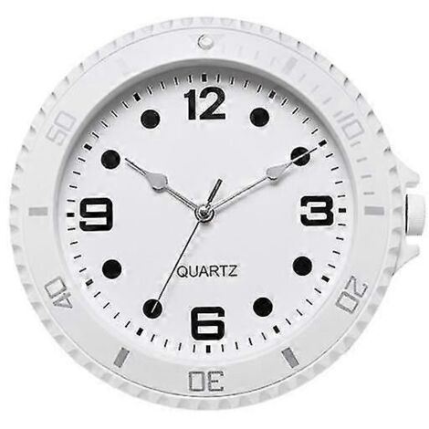 Horloge murale silencieuse (sans tic-tac), précision optimale, fonctionne à piles, idéale pour la décoration de la maison ou du bureau (blanche). (1/5)