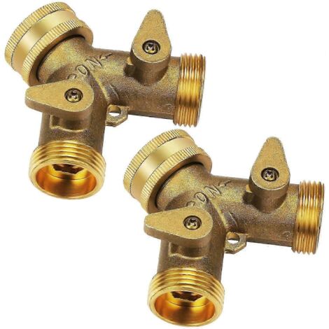 Lot de 2 raccords en Y à 2 voies pour tuyau d'alimentation de robinet de machine à laver double, 3/4 pouce pour connecter 2 tuyaux - Voir image (1/5)