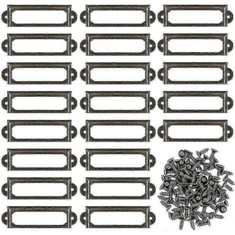 50 porte-étiquettes en métal pour meubles, tiroirs, armoires, cartes, plaques nominatives, cadres avec vis pour bureau, étagère, bibliothèque, bronze (59 x 17 mm) (1/3)
