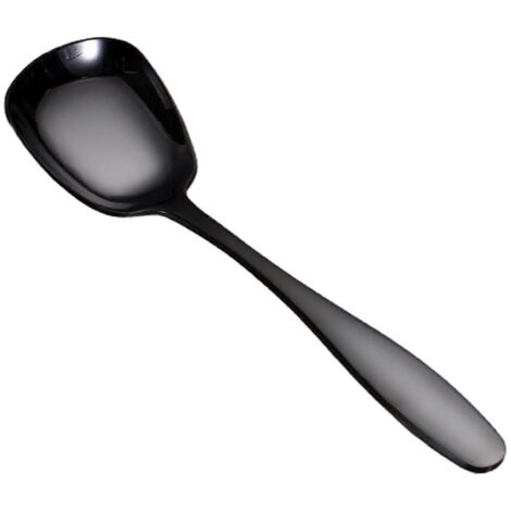Cuillère de service compatible lave-vaisselle, en acier inoxydable antirouille, grande cuillère de service pour buffet, idéale pour les restaurants (noir). (1/5)