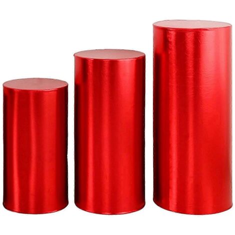 Lot de 3 manchons décoratifs pour socles cylindriques de fête, présentoirs, piliers, bases à desserts, etc. - Idéal pour les fêtes d'anniversaire, les mariages et autres événements. JikaixRed (1/5)