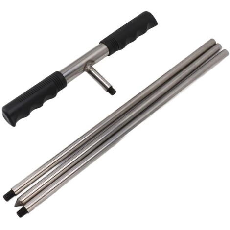 Sondes de prélèvement de sol avec poignée en T et pointe acérée réglable en acier inoxydable, outil de prélèvement de sol pour l'entretien des plantes et des exploitations agricoles. (1/5)