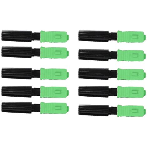 Lot de 10 connecteurs rapides intégrés FTTH SC/APC, connecteurs fibre optique en plastique vert/noir (1/5)