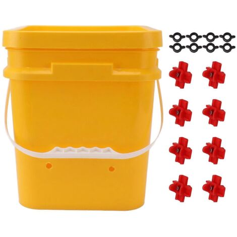 Abreuvoir automatique pour poulets avec réservoir portatif de 12 L, équipement d'abreuvement pour volailles (seau pour oies et canards) + abreuvoir à quatre coins + vis noires (1/5)