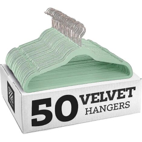 Cintres en velours antidérapants - Cintres pour costumes (lot de 10) - Crochet en or rose - Vert avocat (1/4)