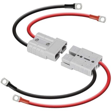 Kit de connecteurs Anderson 50 A, prise Anderson, câbles de batterie étanches de calibre 8 (30 cm) pour batteries LiFePO4. Photo couleur. (1/5)