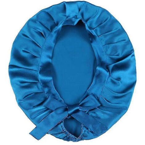 Bonnet en soie, bonnet de nuit ajustable pour dormir, noir/bleu foncé (1/3)