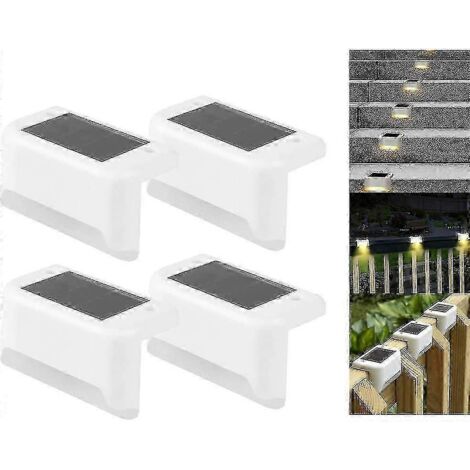 Lot de 4 lampes solaires LED pour terrasse, escaliers et clôtures extérieures - Lumière chaude - Blanc (1/5)