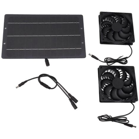 Kit de ventilateur solaire 10 W résistant aux intempéries, double extracteur d'air mural pour poulaillers, serres et abris de jardin. (1/5)