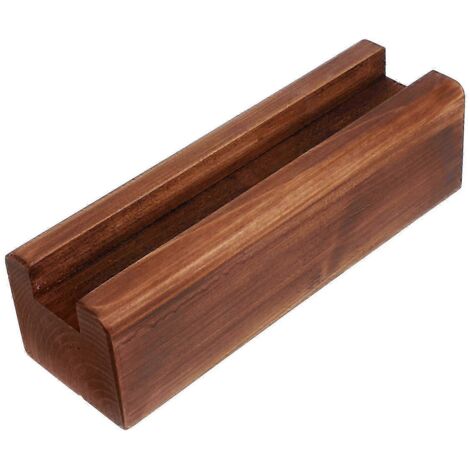 Support de miroir multifonctionnel à fente, base antidérapante en bois - 25,00 x 8,00 x 7,00 cm (1/4)