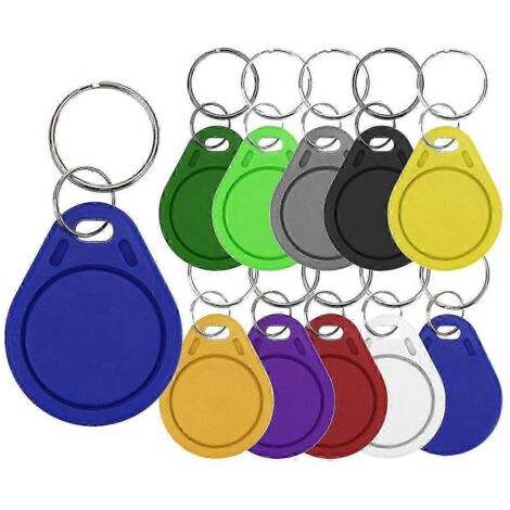 50 porte-clés intelligents RFID 1K S50, couleurs assorties, avec puce électronique réinscriptible UID 13,56 MHz, bloc 0 ... (1/5)