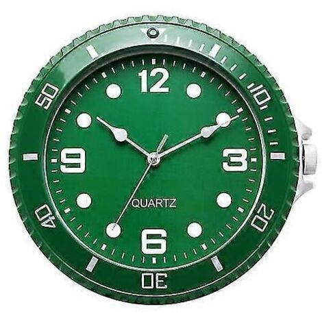 Horloge murale silencieuse (sans tic-tac), précision optimale, fonctionne à piles, idéale pour la décoration de la maison ou du bureau (verte). (1/5)